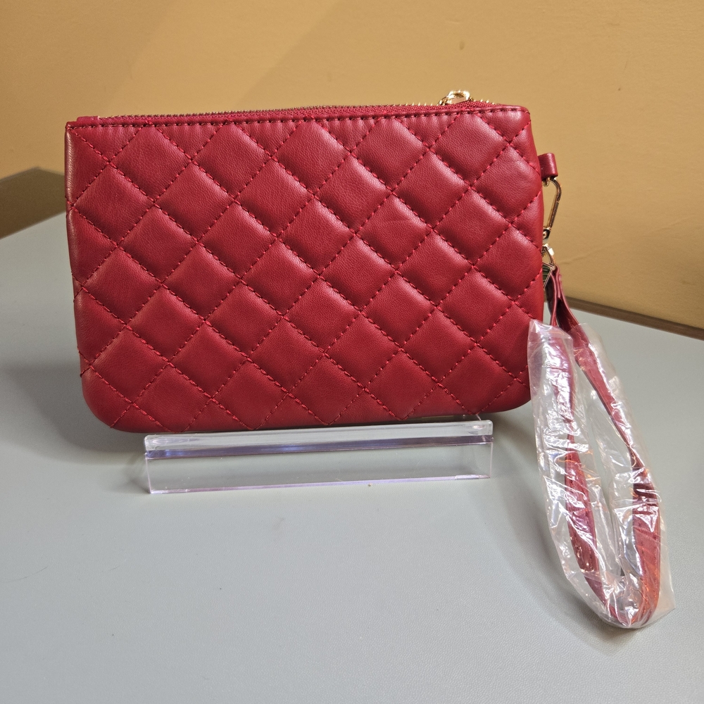 BADGLEY MISCHKA Diamond Quilted Clutch Wristlet, Red - Picture 2 of 10